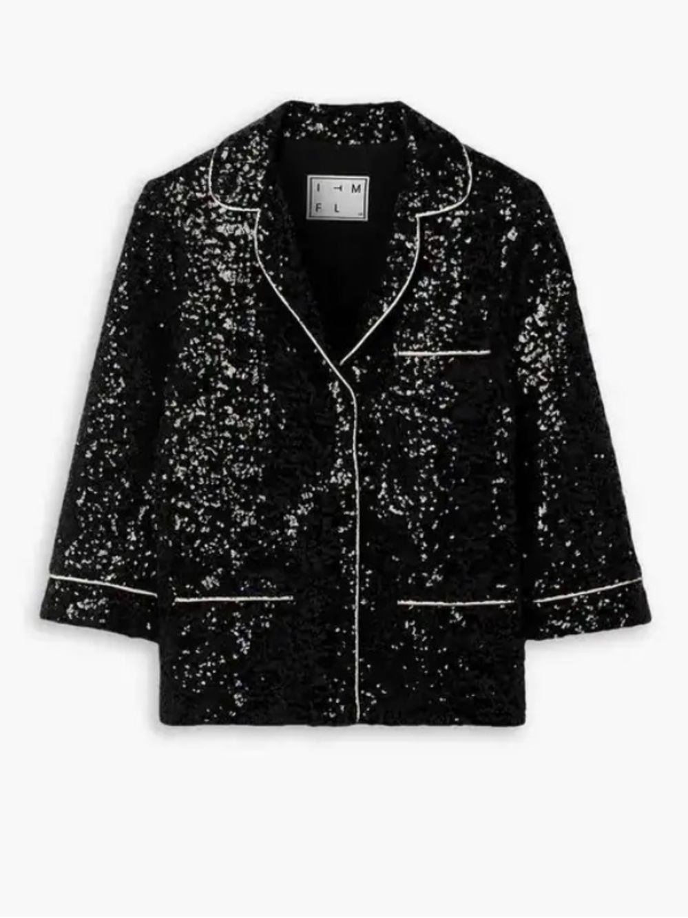 NWOT ITMFL In The Mood For Love 'Sofia' Sequined Tulle Jacket - Black Sz XS